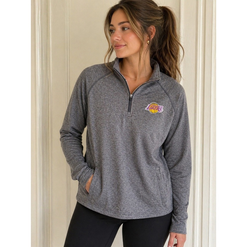 Devon &‎ Jones Los Angeles Lakers Quarter Zip Pullover Gray Size L